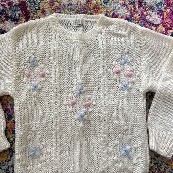 Vintage 80s Collectible coquette knit floral knit Sweater by jeff Laurent - Picture 6 of 11